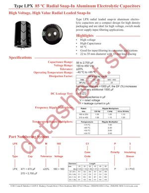 LPX101M450C3P3 datasheet  