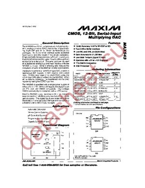 MAX543BCPA+ datasheet  