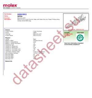 43031-0012 datasheet  