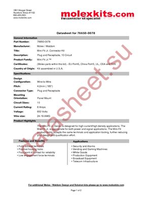 76650-0078 datasheet  