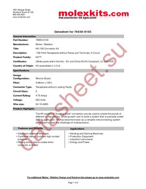 76650-0103 datasheet  