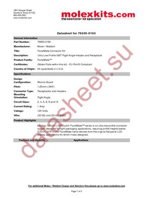 76650-0165 datasheet  