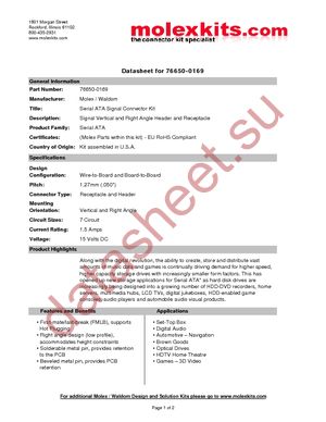 76650-0169 datasheet  